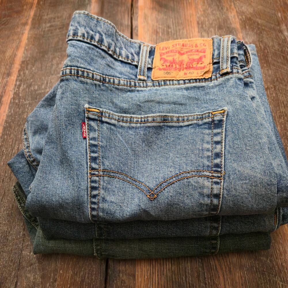 Lot 3 Mens Levis Jeans Size 40 505 Signature Blue Denim 29 30 Inseam